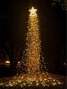 Solar Pentagram Waterfall Fairy String Lights for Outdoor Christmas Tree Decoration