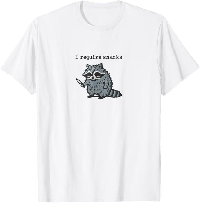 

I Require Snacks Raccoon T-Shirt 3XL