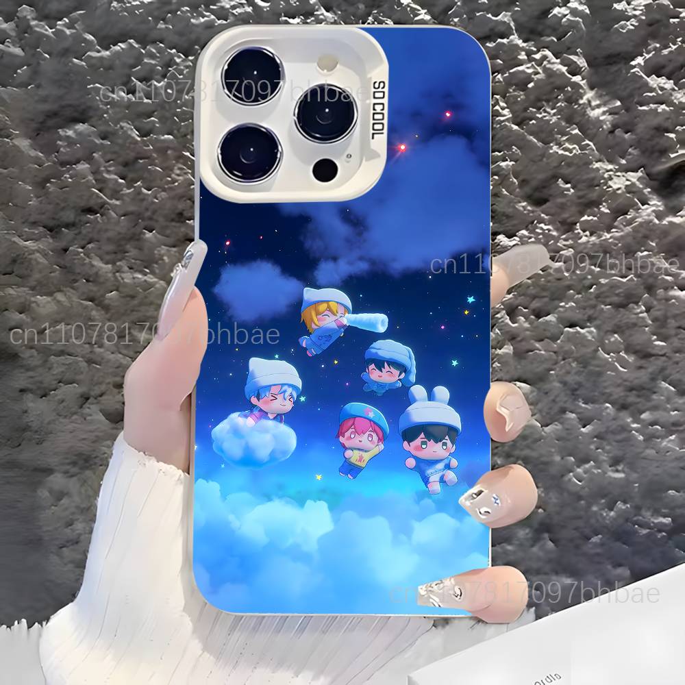 

P-PLAVE Kpop For iPhone 17,16,15,14,13,12,X,8,Pro,Max,Plus,SE4,Air,Mini White Dustproof Matte IMD Case iPhone13PROMAX