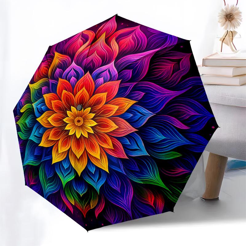 Colorful Mandala Wall Art: Vibrant Floral Decor for Any SpaceUmbrella, Portable 3-Fold Compact Umbrella for Men & Women Gift