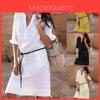 Plus Size Women Long Sleeve Shift Dress With Elegant V Neck Design For Casual Outings