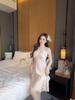 2026 New Sexy Nightgown for Women: Spaghetti Strap Ice Silk Pajamas with Chest Pads