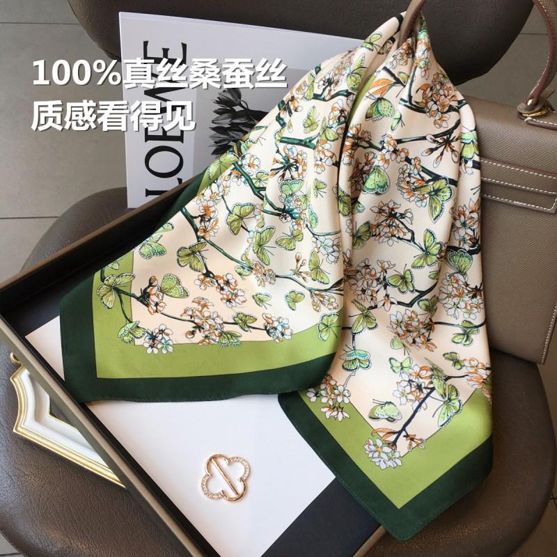 Silk 100% Mulberry Scarf Women's Spring Autumn New Style All-matching 70cm Small Square