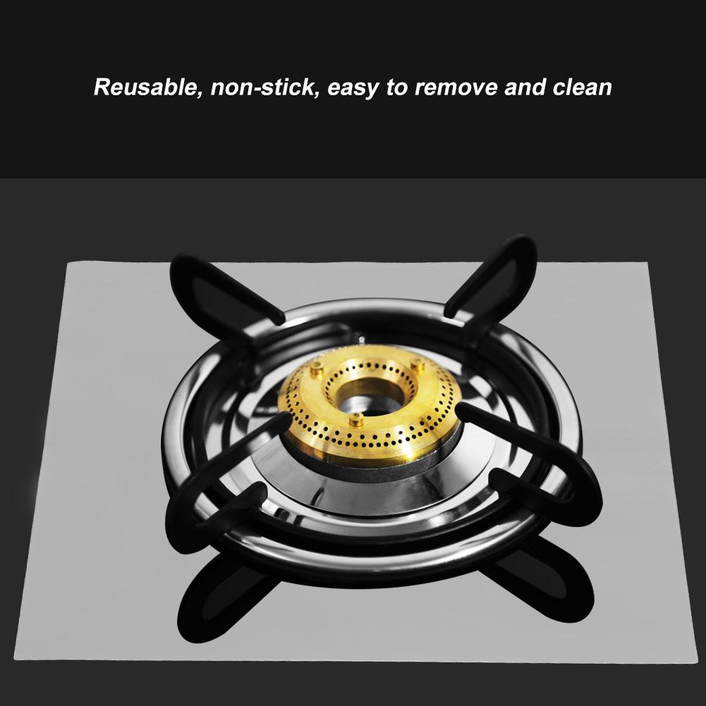 4Pcs Gas Range Stove Covers Protector NOn Stick Oil Mat Kitchen Tool(Black)