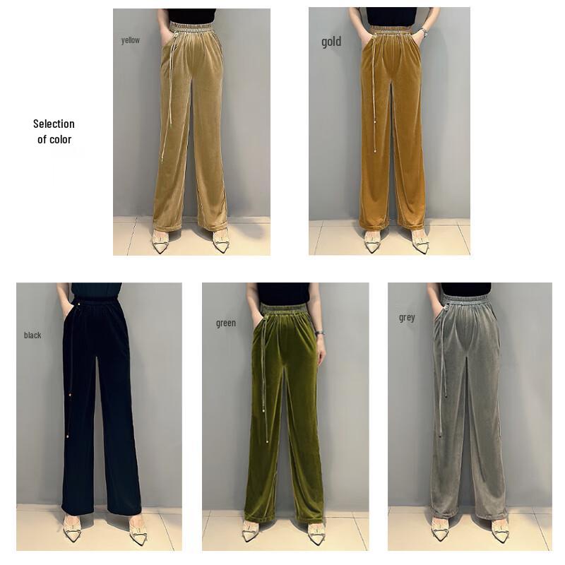 Raphenny Women's New Chinese Style Velvet Elastic Waist Long Pants