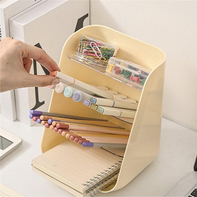 ABBP-Desktop Student Pen Holder Stationery Organiser Transparent Slanting Shelf Bathroom Vanity Multifunctional Organiser B