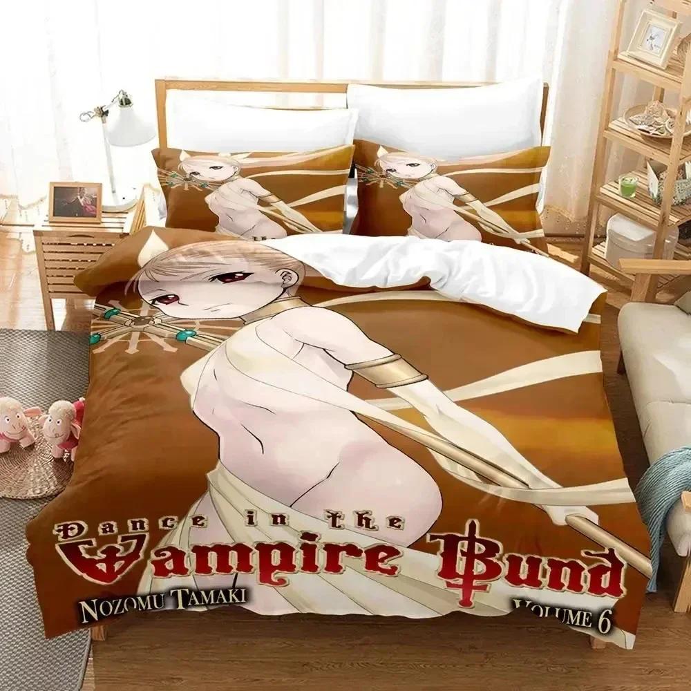 3D Anime Dance In The Vampire Bund Printed Bed Set Duvet Cover Pillowcase Bedding Set Bed Linen Sheet Quilt Full Queen King Size