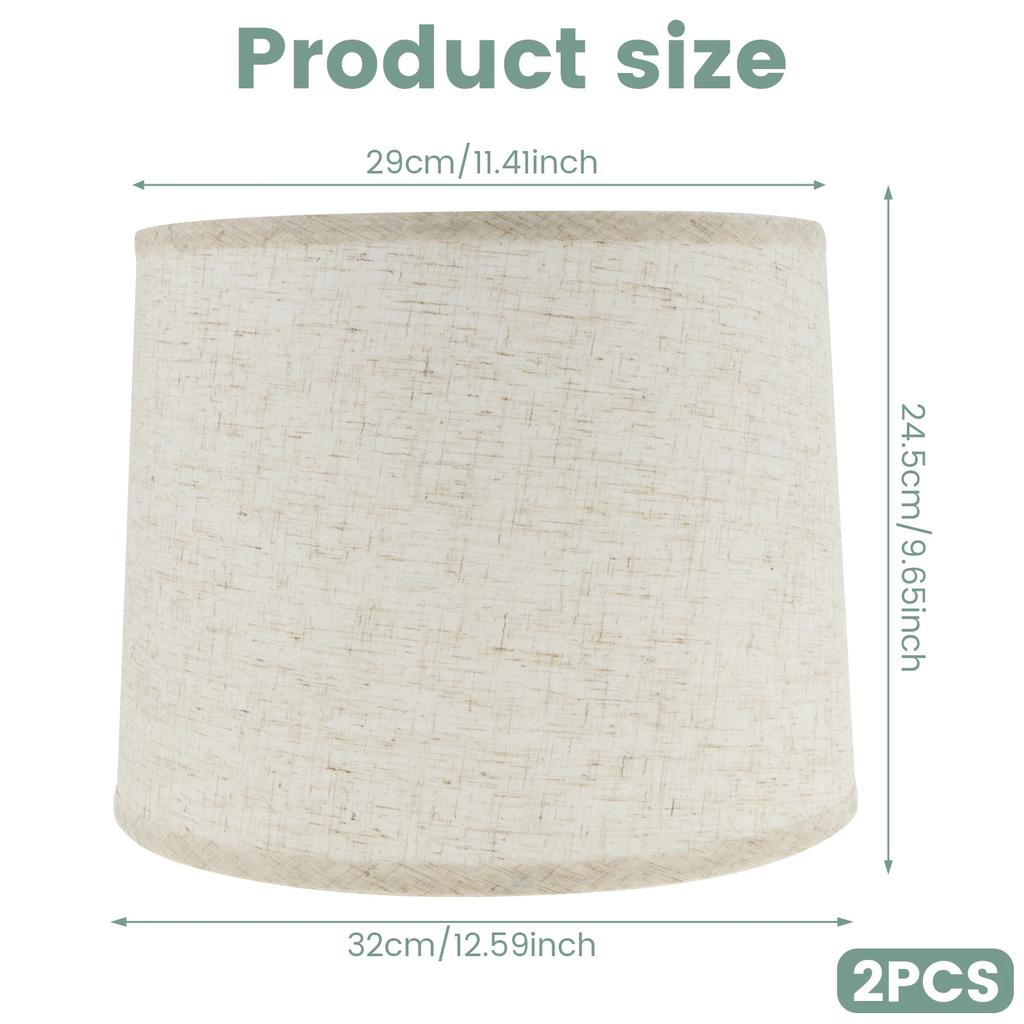 2Pcs Table Lamp Shade Linen Fabric Lampshade With Spider Fitter Detachable Barrel Shape Lamp Shade for Home Living Room Bedroom