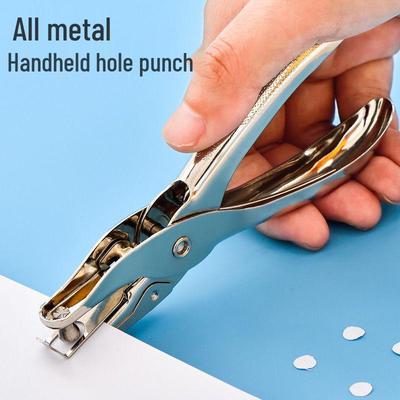 Metal Single Hole Punch for A4 Loose Leaf, 6mm & 3mm Binding, Round Hole Puncher for Stationery