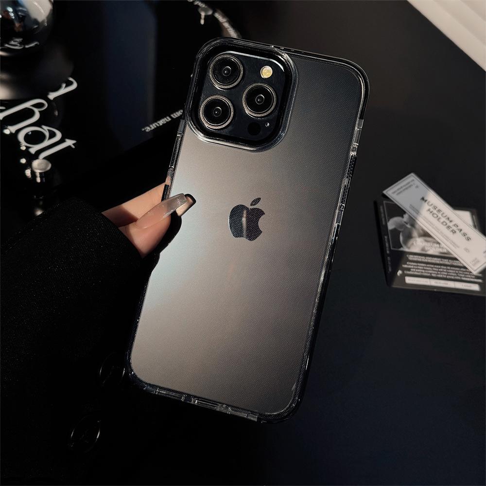 High End 16 Promax Solid Color Transparent IPhone Case 14 Suitable for 13 Anti Fall Frame 15 Soft 11 Silicone
