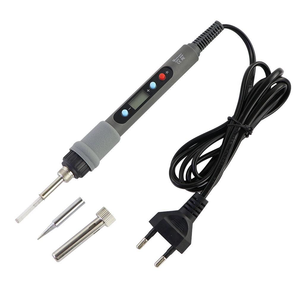 80W Soldering Iron LCD Digital Display Temperature Adjustable 220V EU Electric Solder Iron Set Welding Rework Station Repair Kit