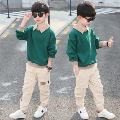 Printemps Automne Manches Longues Garçons Survêtement Décontracté Lettres Enfants Vêtements Pull et Pantalon Deux Pièces Ensemble Enfant Ensemble
