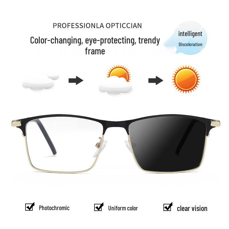 New Fashion Multifocal Business Glasses: Metal Frame, Anti-Blue Light, Optical Reading Frames