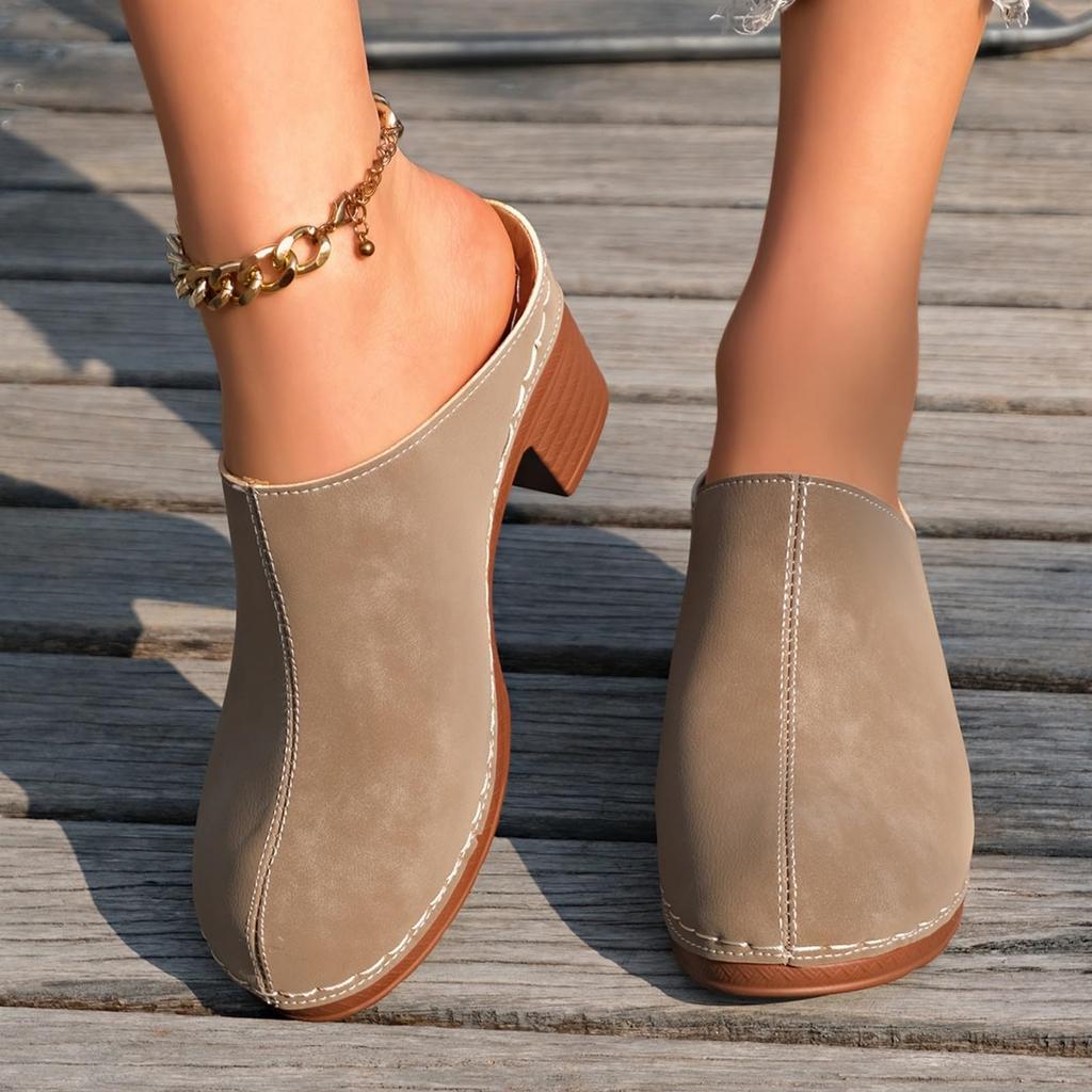 Mules Damensommerschuhe mit orthopädischem Fußbett bequeme Clogs und Mules für Mules mit Absatz Sandalen Absatz elegante Sommerslipper