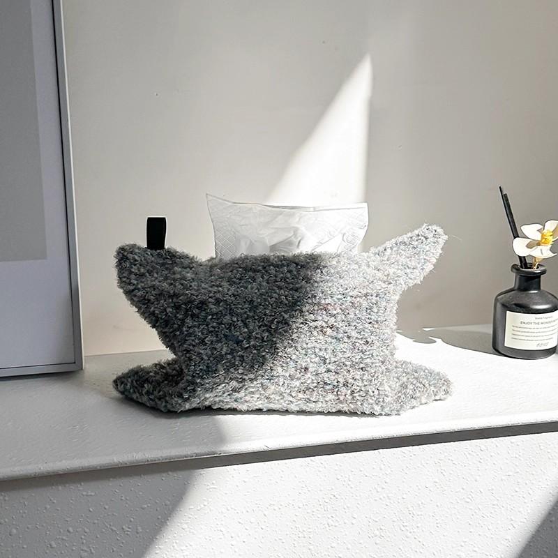 Nordischer Stil Wolle Gestrickt Taschentuchbox Auto Innenraum Dekoration Heimdeko Milchweiß Stoff Taschentuchhalter Hängende Tasche