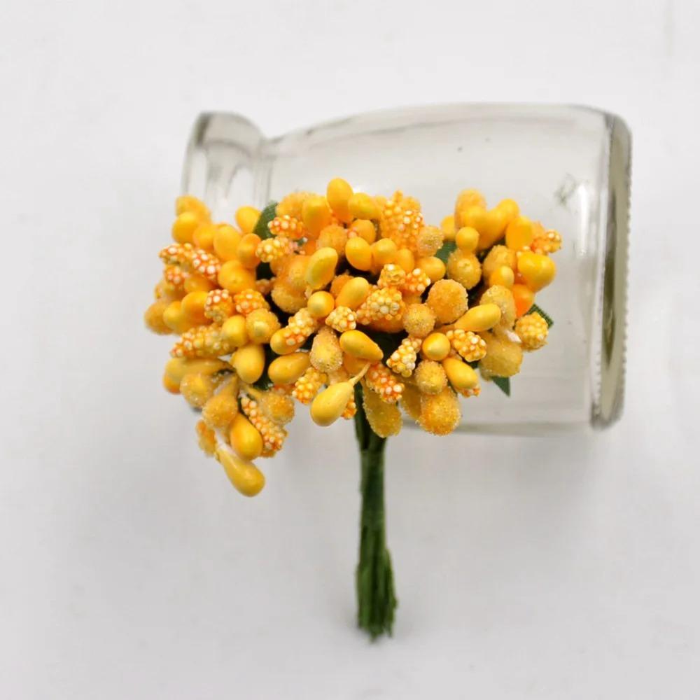 12/36/72/144Pcs Mini Stamen Flower Artificial Flowers Craft Fake Flowers For Wedding Bouquet Party Box Scrapbooking Decor