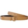 Women's Leather Belt with Gold-Colored Buckle 30645