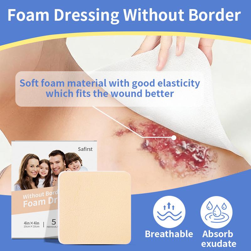 Foam Non-Adhesive Dressing Wound Dressing Sterile Bedsore Healing Pad Patch Wound Care 10Cmx10Cm