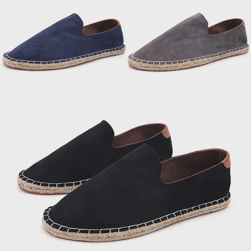 

T206 Unisex Linen Sole Woven Straw Slip-On Fisherman Shoes Size 40 чорний