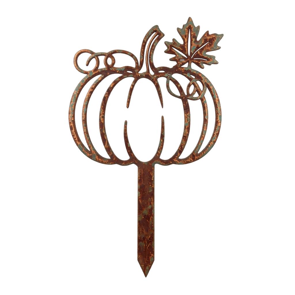 Wrought Halloween Pumpkin Garden Stake - Vintage Distressed Yard for Fall Outdoor Decor