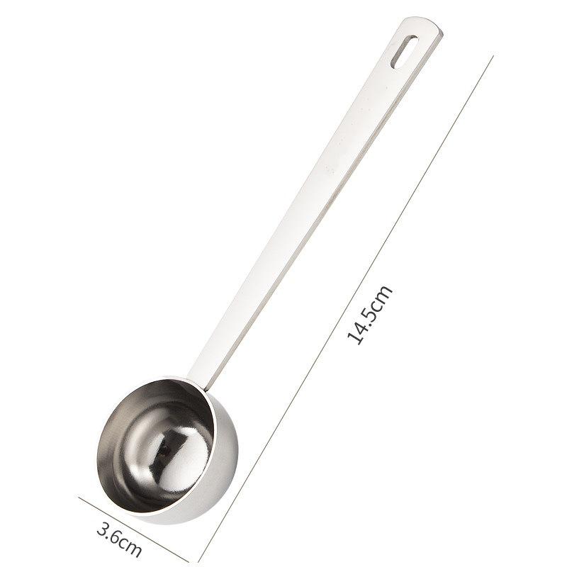 Stainless Steel Coffee Measuring Scoop Long Handle Heat Resistant Spoon Multipurpose Tool for Baking Cafe Home Kitchen