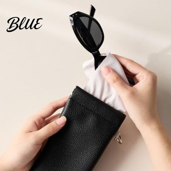 Portable Makeup Bag Faux Leather Sunglasses with Hook for Women Compact Organizer Eyewear Lipstick And Small Cosmetics Self Closing Storage