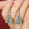 Charm Female Christmas Tree Plant Hoop Earrings Vintage Fashion Silver Color Wedding  For Women