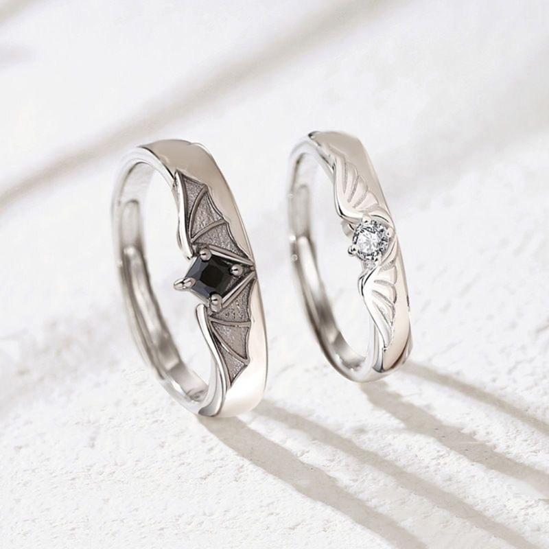 Angel and Devil Matching Rings for Women Open Adjustable Couple Friendship Ring