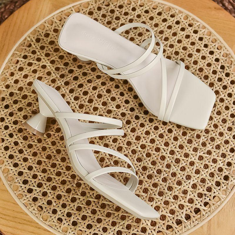 Fashion Glamorous Black Square - Toe Mules with Crisscross Straps - Luxurious, On - Trend, and In Demand