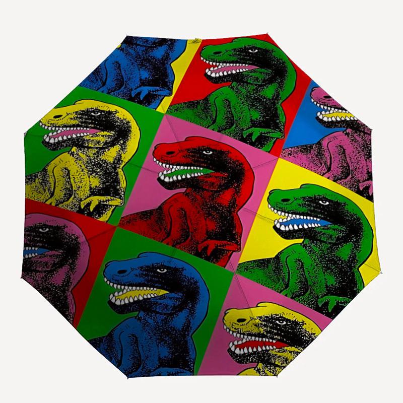 

1pc Dinosaur Pop-Art Automatic Folding Umbrella Portable Collapsible 8-Rib Umbrella for All Seasons, Casual Outdoor Accessory, B47