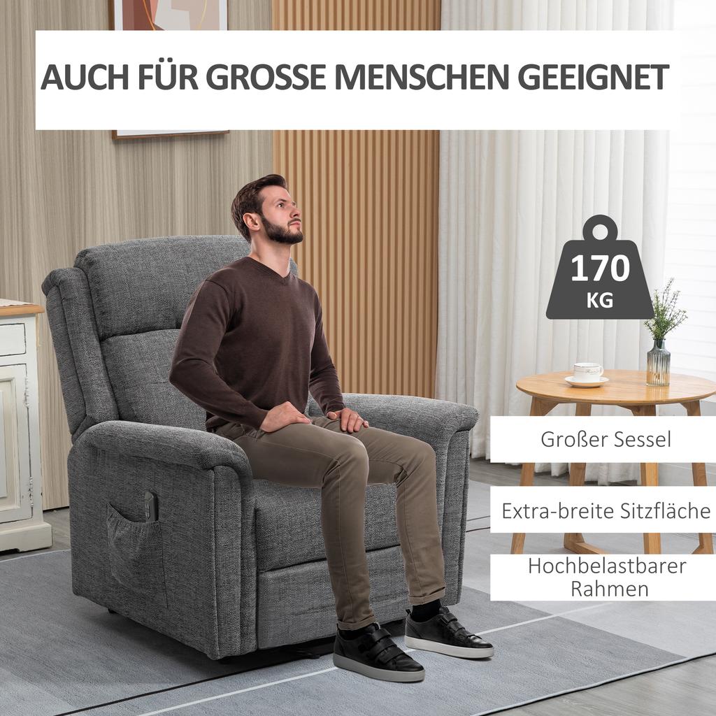 Relax Chair with Standing Aid Incl. Remote Control Footrest Steel Gray