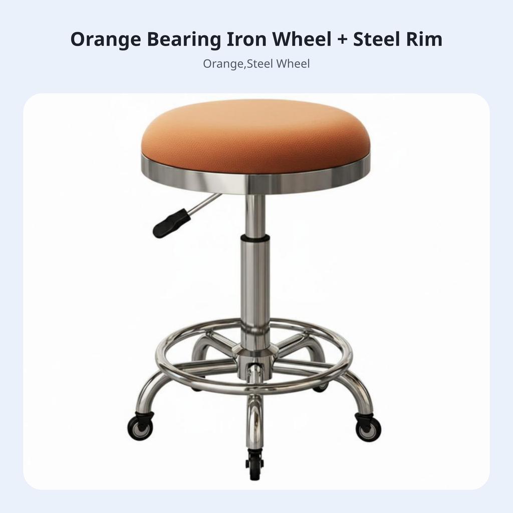 Height-Adjustable Rotate Stool Effortless Rolling Casters Commercial Seating Padded Seat Easy To Assemble For Spa Clinic