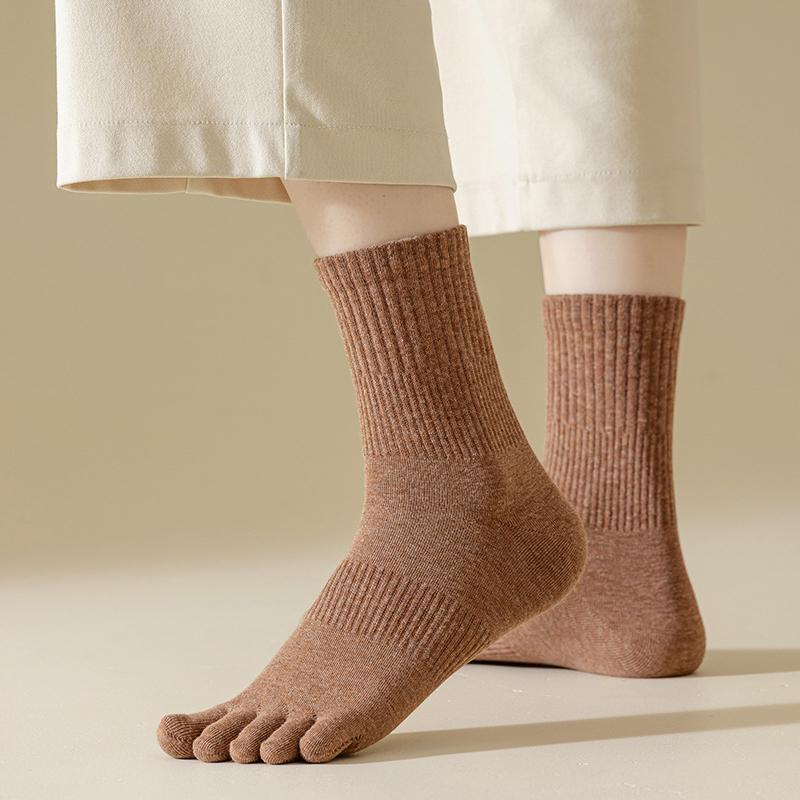 5 Perechi Șosete Femei Cinci Degete Bumbac Pur Culoare Solidă Dama Degete Separate Șosete Sport 2025 Primăvară Toamnă Șosete Degete