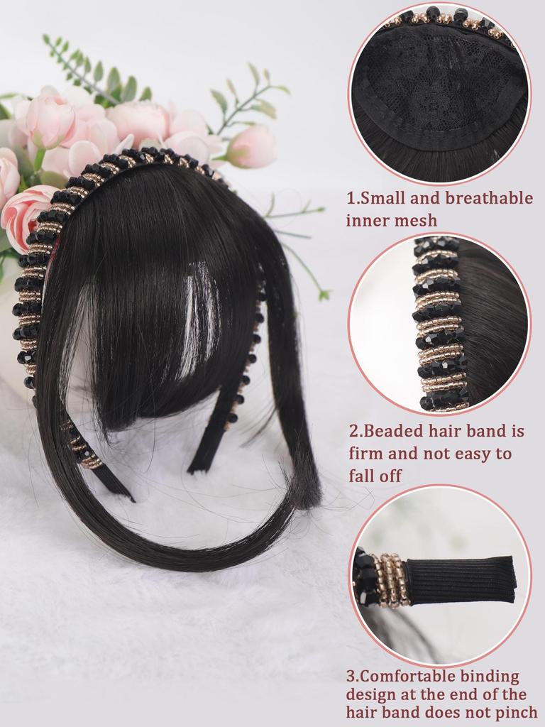 Stirnband Pony Synthetischer Pony Haarverlängerung Falscher Pony Clip-on für Frauen