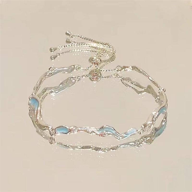 Sparkling Cherry Blossoms Bracelets for Women Fashion Temperament Wave Moon Flower Adjustable Bracelet Wedding Jewelry Gifts