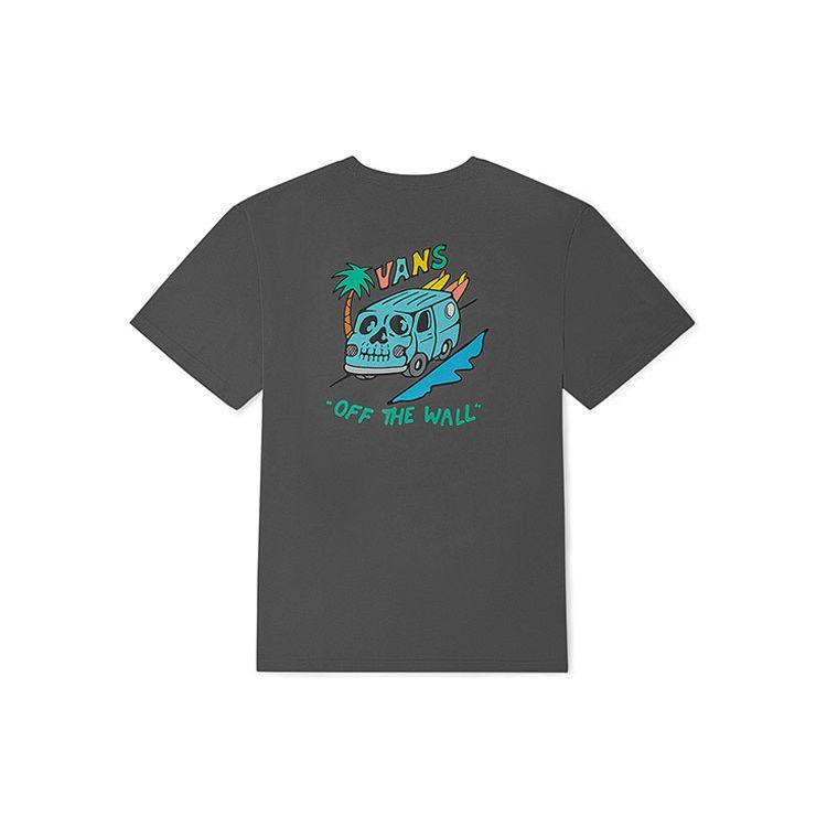 Vans Skeleton Car Print Casual Short Sleeve T-Shirt Unisex Tops Gray VN0A5H651LG L