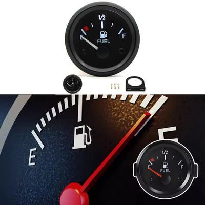 Automotive Fuel Gauge with 12V Operation White LED Lighting and Black Rim Designed for Tallation On Car Trument Panels