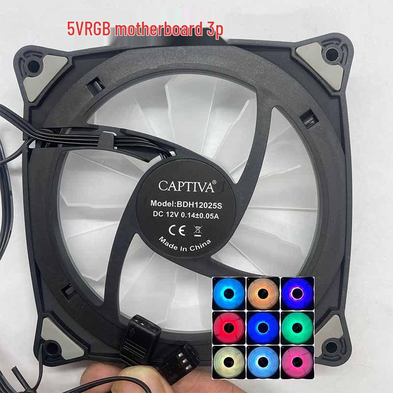 12 см RGB LED Бесшумный корпусный вентилятор 12 В 120x120 для настольного компьютера 3-pin + RGB