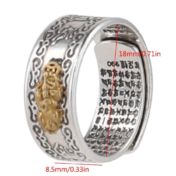charm Buddhist Scriptures Open Adjustable Ring Feng Shui Amulet Blessing