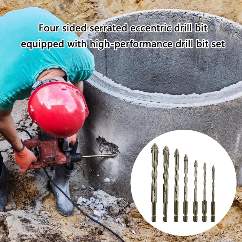 7Pcs Eccentric Twist Drill Bit Hardness Skewed Head Strength Eccentric Drill Bits Industrial Strength Drill Bits