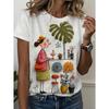 Damen 3D-Druck T-Shirt - Bequemes Kurzarm Rundhals, Mittlerer Stretch Casual Top für Frühling Atmungsaktives T-Shirt, Bedrucktes Shirt, Trendige Kleidung