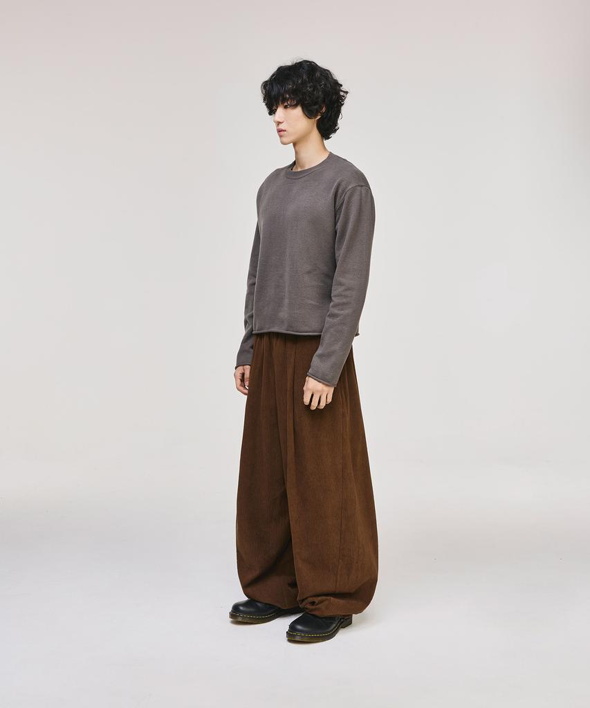 SIGNATURE Curved Corduroy Elastic Pants [Brown]