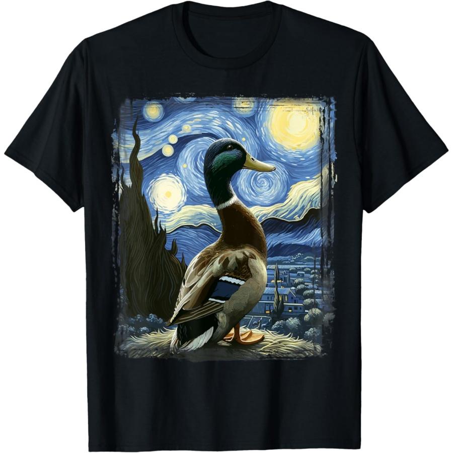 Duck Star Gazer - Artistic Van Gogh Style Starry Night Duck T-Shirt XXXXXL чёрный