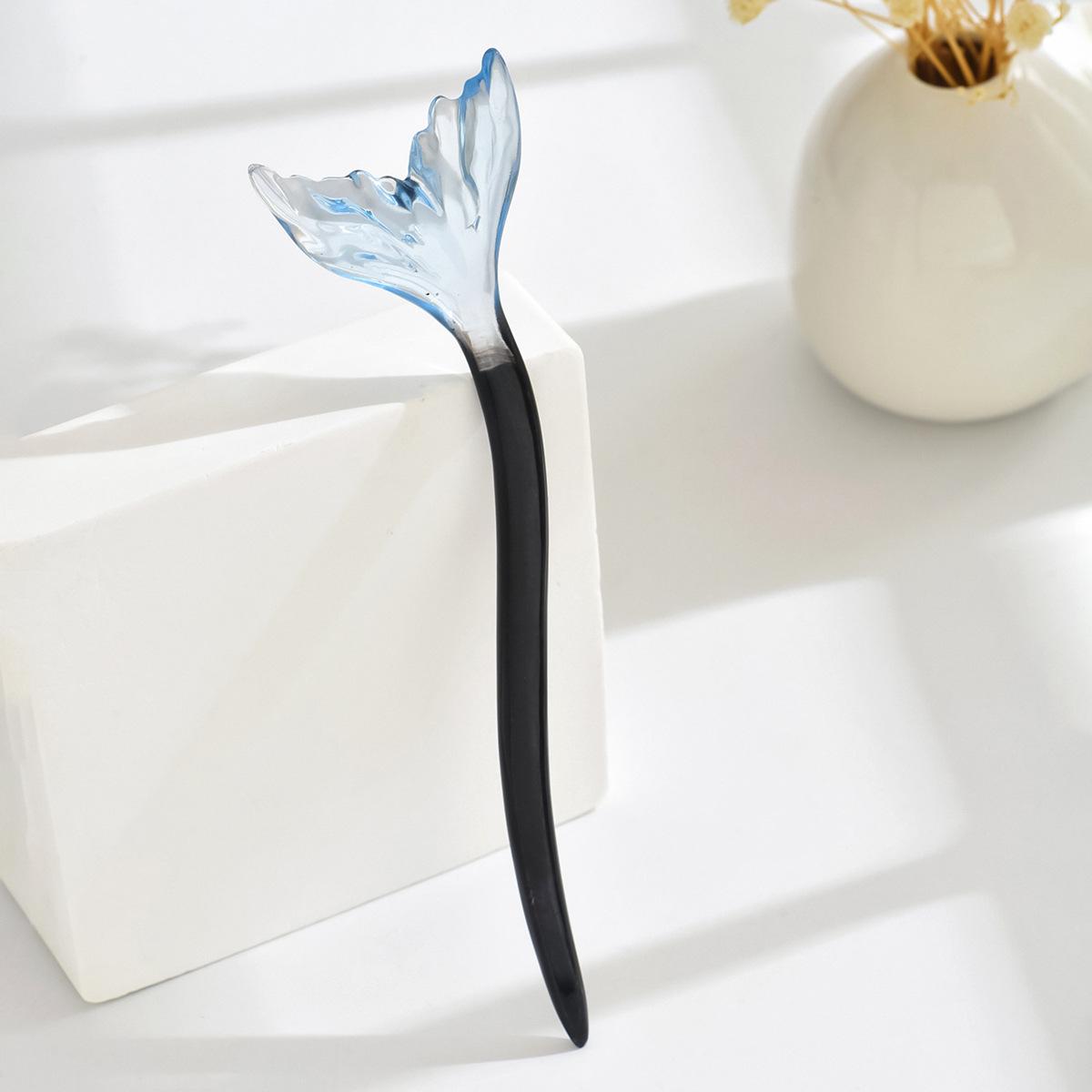 

Китайська шпилька для волосся з натурального каменю та смоли у вигляді хвостового плавника русалки - Стильний жіночий головний убір світло-синій колір