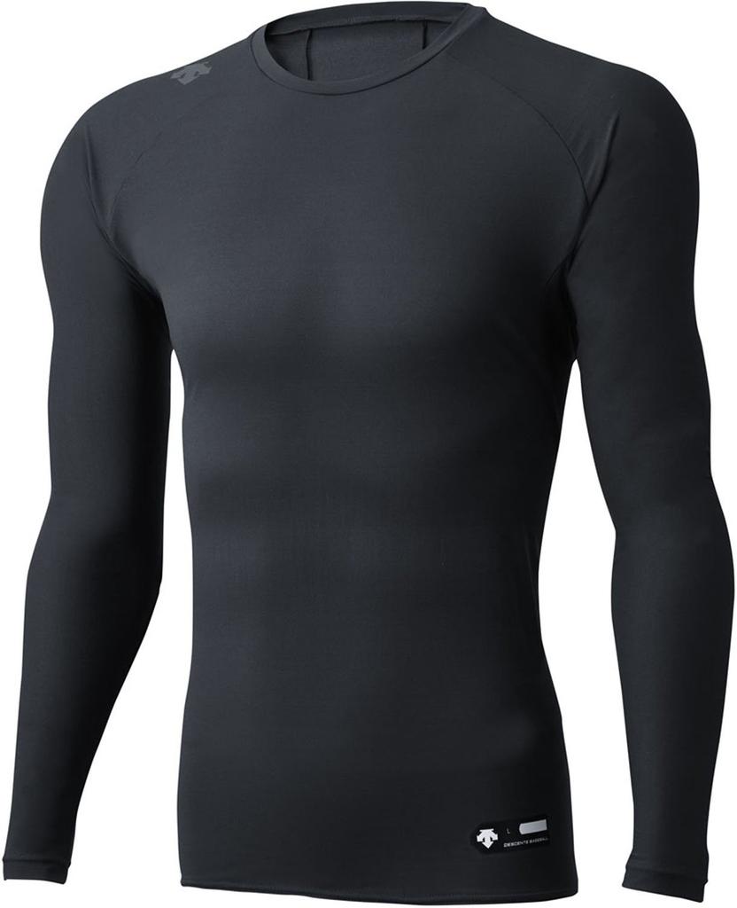 DESCENTE Baseball Relaxed Fit Long Crew Size L Undershirt, Infinity, Sleeve, Neck, Black, (DBMLJB00)
