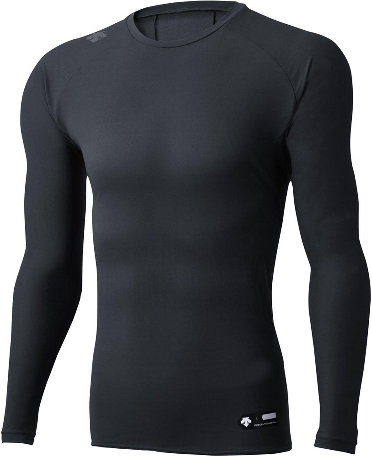 

DESCENTE Бейсбольная футболка с длинным рукавом свободного кроя, размер L, нижнее белье, Infinity, рукав, шея, черный, (DBMLJB00) чёрный