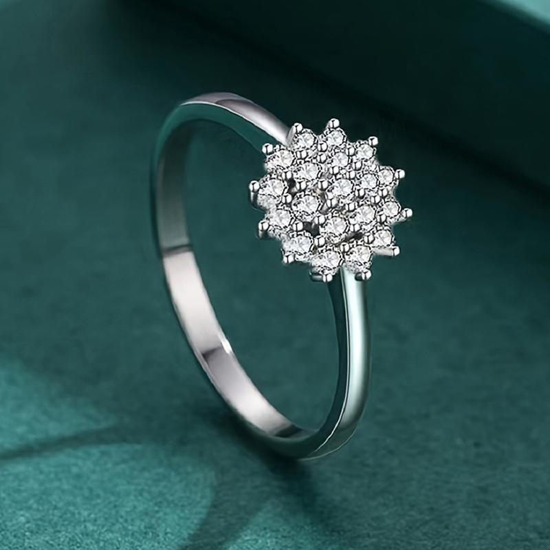 

Huitan Sparkling Flower Shaped Women Rings with Crystal Cubic Zirconia Trendy Wedding Band Accessories Temperament Lady Jewelry 6