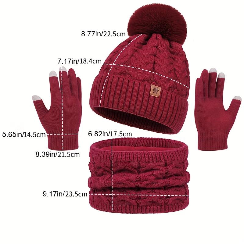 3-piece winter set - knitted knitted cap, touchscreen gloves and convertible necklace scarf, winter hat, scarf and gloves