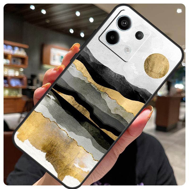 Gold Landscape Painting Case For Xiaomi Redmi Note 14 10 13 12 11 15 Pro Plus Cover For Redmi 15 15C 12C 13C 14C 10C