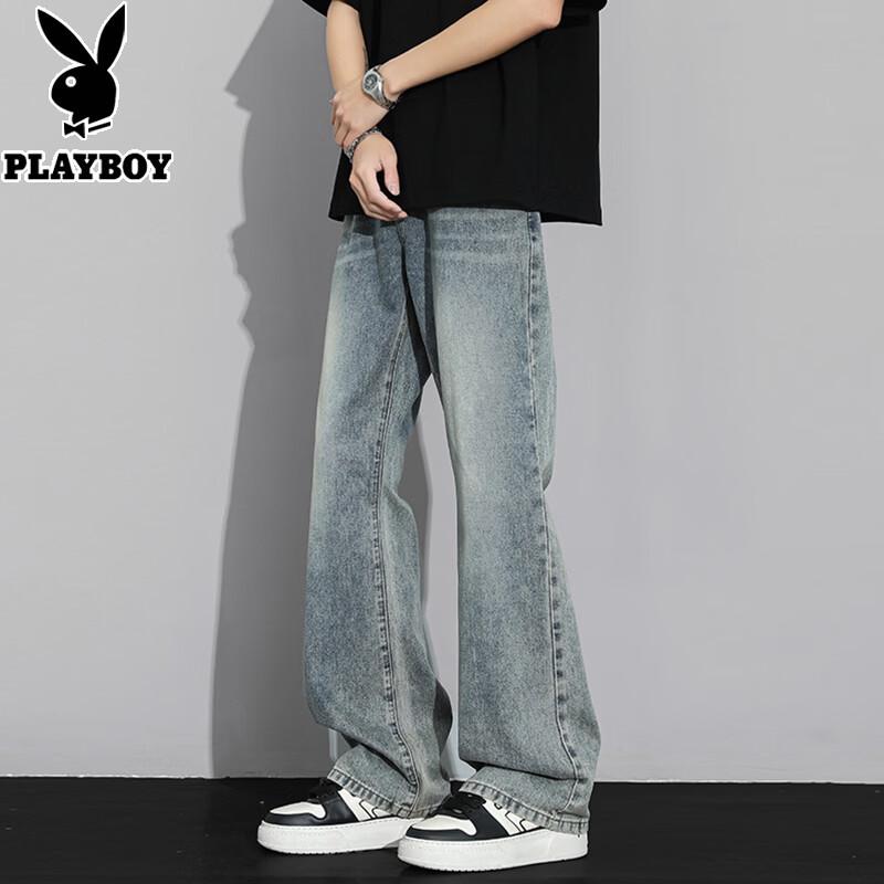 PLAYBOY Men's Loose Straight Micro-Flared Jeans